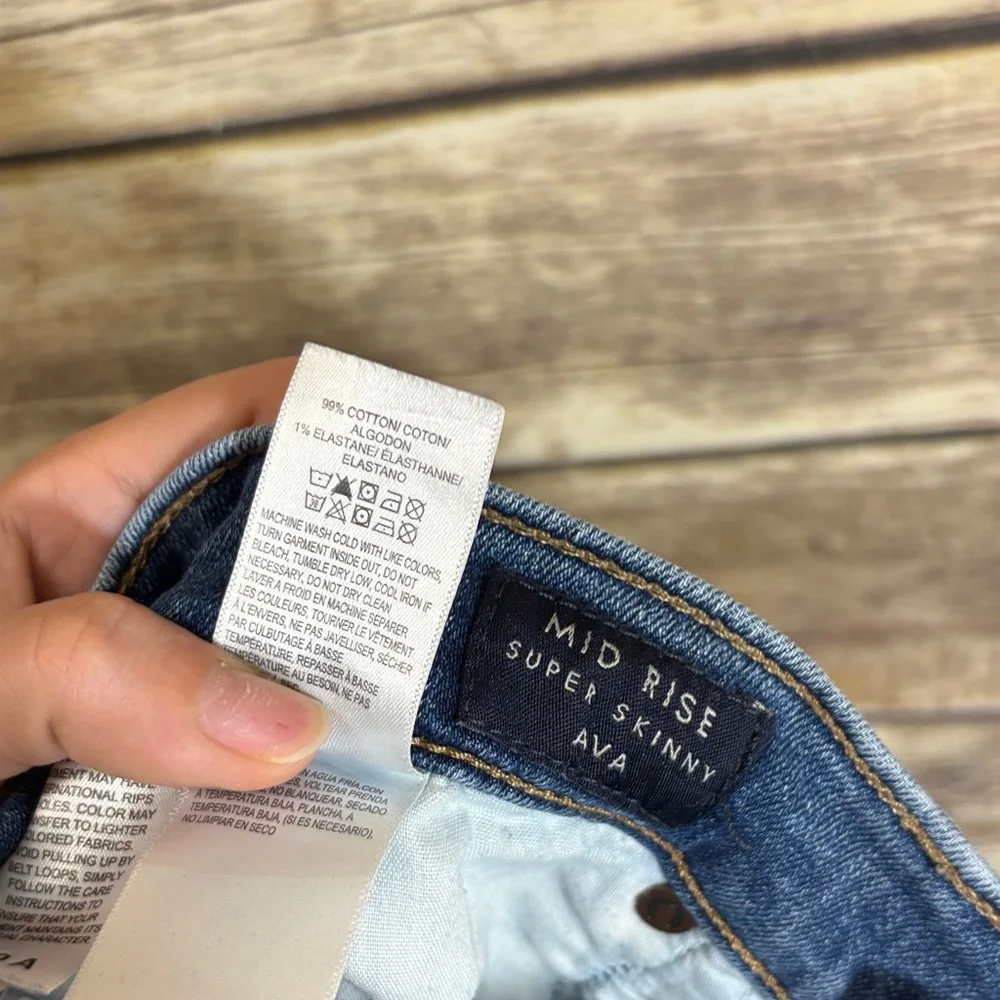 Lucky Brand Jeans Ava Mid Rise Super Skinny Distressed 10 30 Frayed‎ Hem Stretch